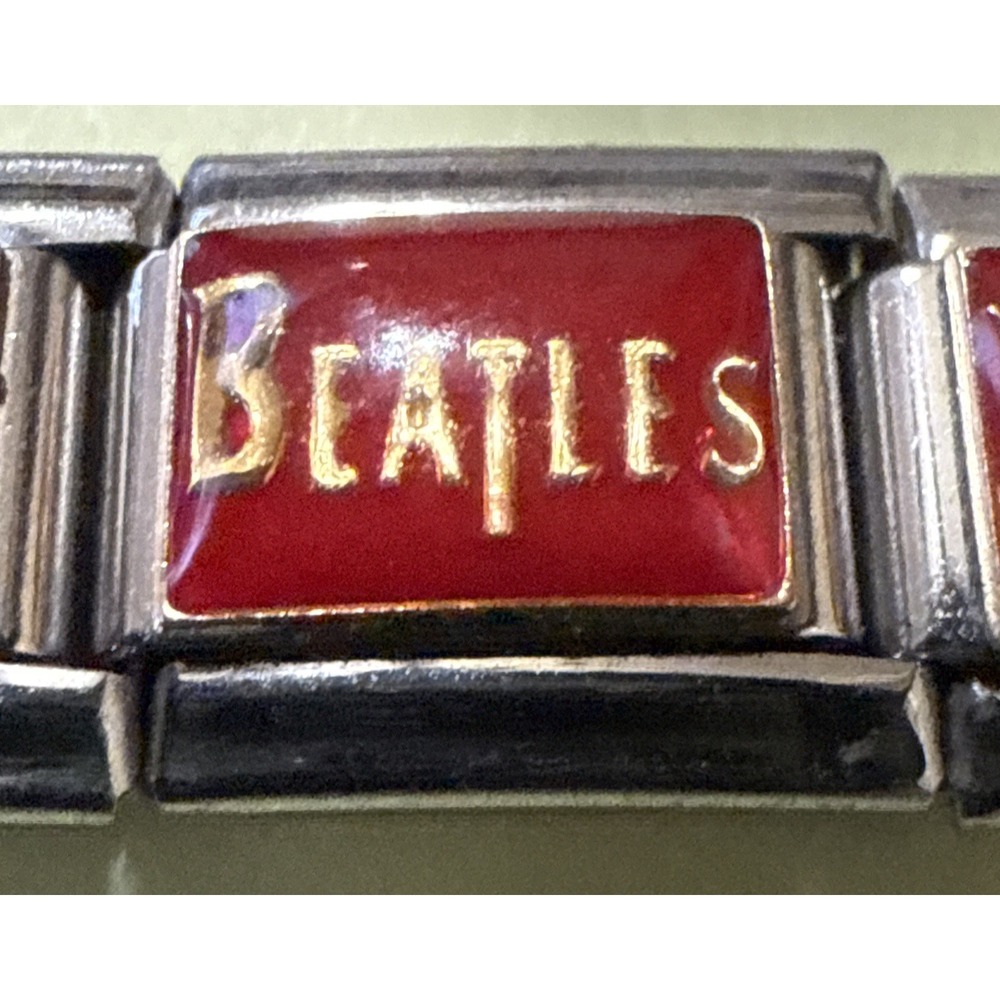 Italia Collection Italian Charm 9mm Red Beatles Logo Silver Brand New Link